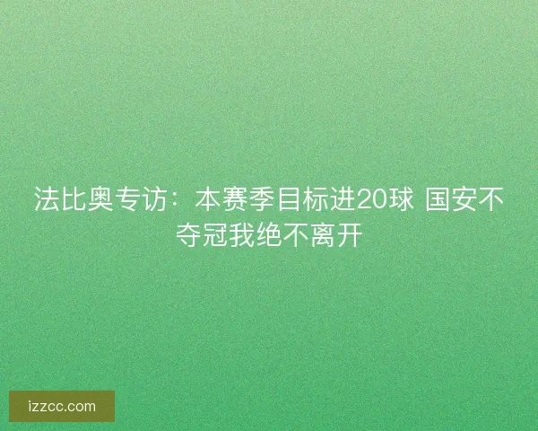 法比奥专访：本赛季目标进20球 国安不夺冠我绝不离开